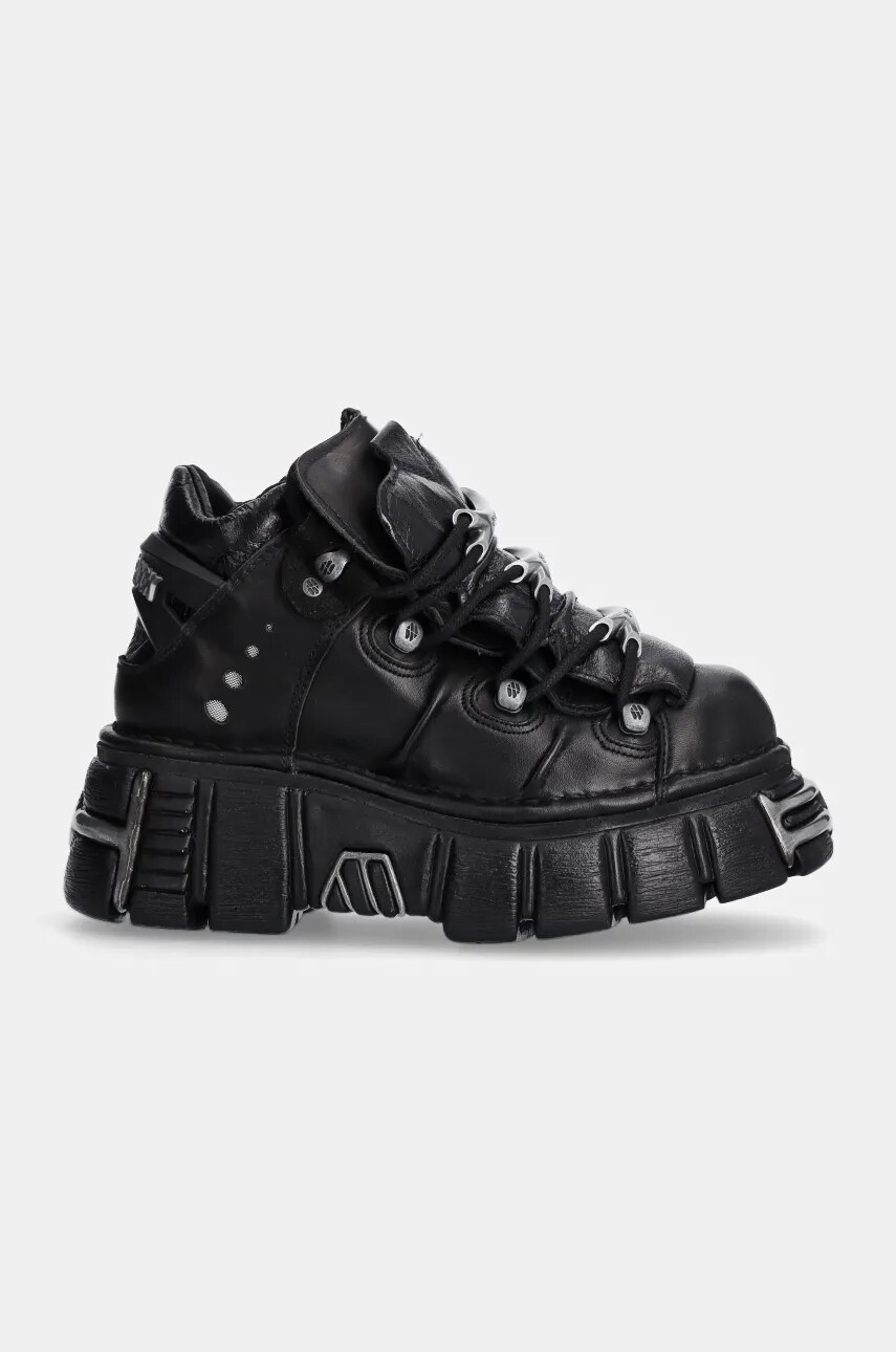Шкіряні кросівки New Rock Itali Negro + Nomada Negro + Tower Negro Acero колір чорний M-106-S1