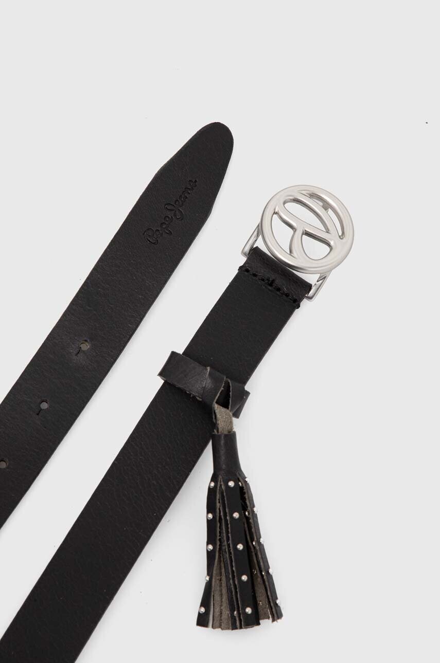 Шкіряний ремінь Pepe Jeans ATHENAS BELT жіночий колір чорний PL020851