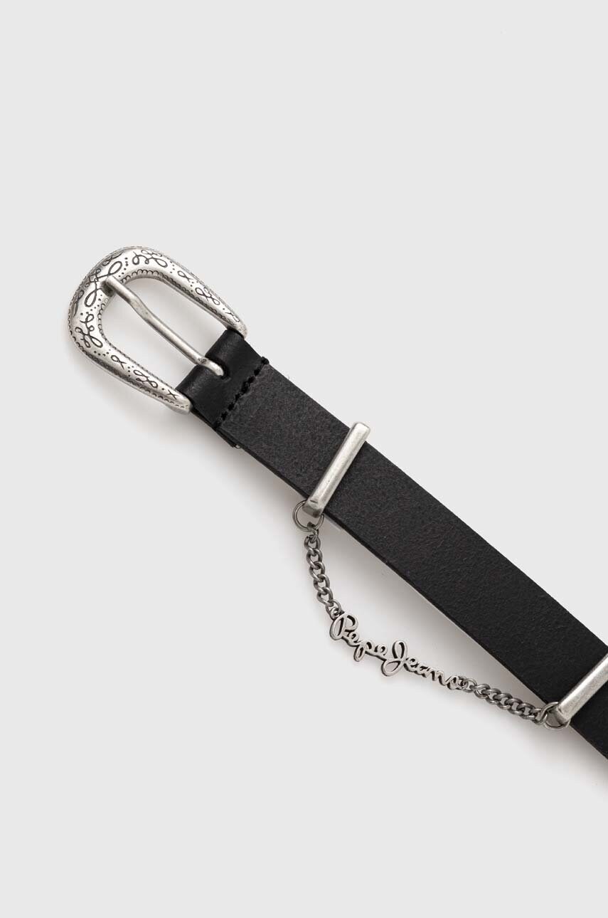 Шкіряний ремінь Pepe Jeans LEIGHTON BELT жіночий колір чорний PL020853