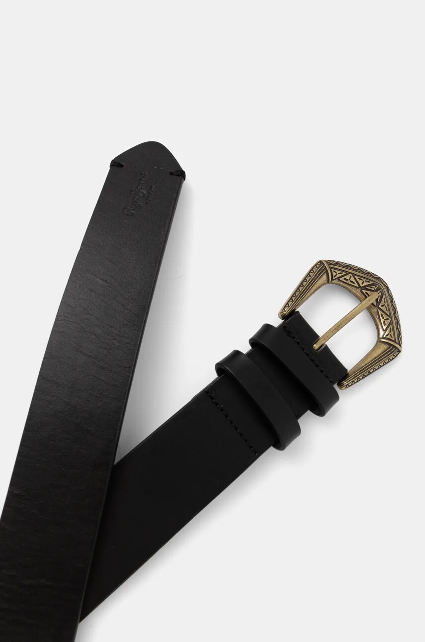 Шкіряний ремінь Pepe Jeans LINDSAY BELT жіночий колір чорний PL020855