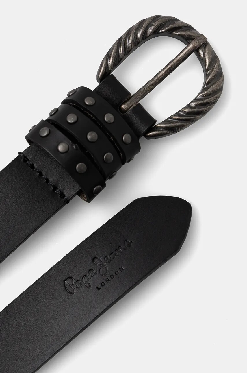 Шкіряний ремінь Pepe Jeans HALSEY BELT жіночий колір чорний PL020856