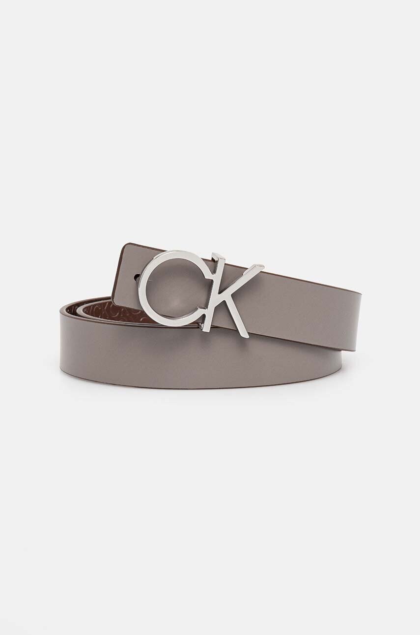 Двосторонній шкіряний ремінь Calvin Klein жіночий колір коричневий K60K612397