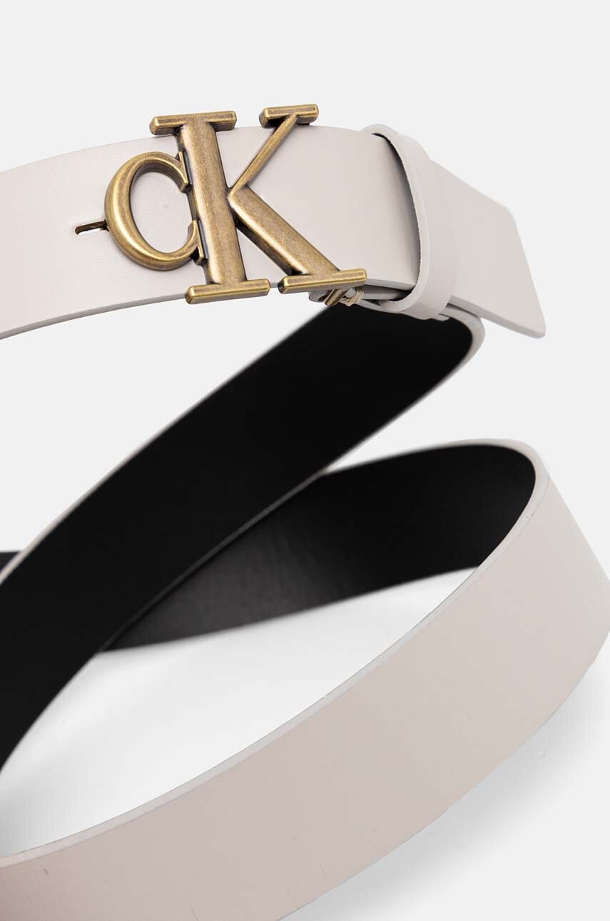 Шкіряний ремінь Calvin Klein Jeans жіночий колір сірий K60K612289