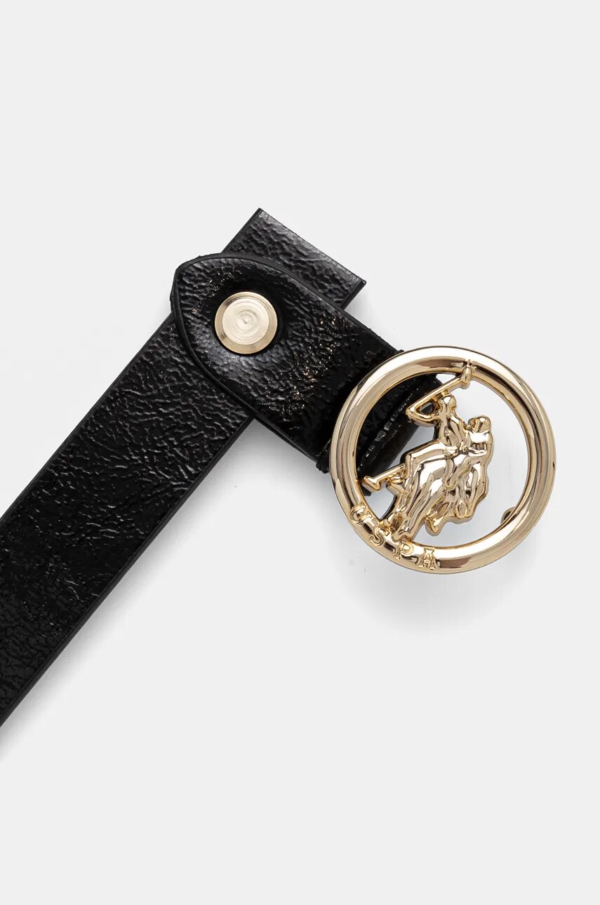 Шкіряний ремінь U.S. Polo Assn. Marshall жіночий колір чорний AIUQQ2564WAJ