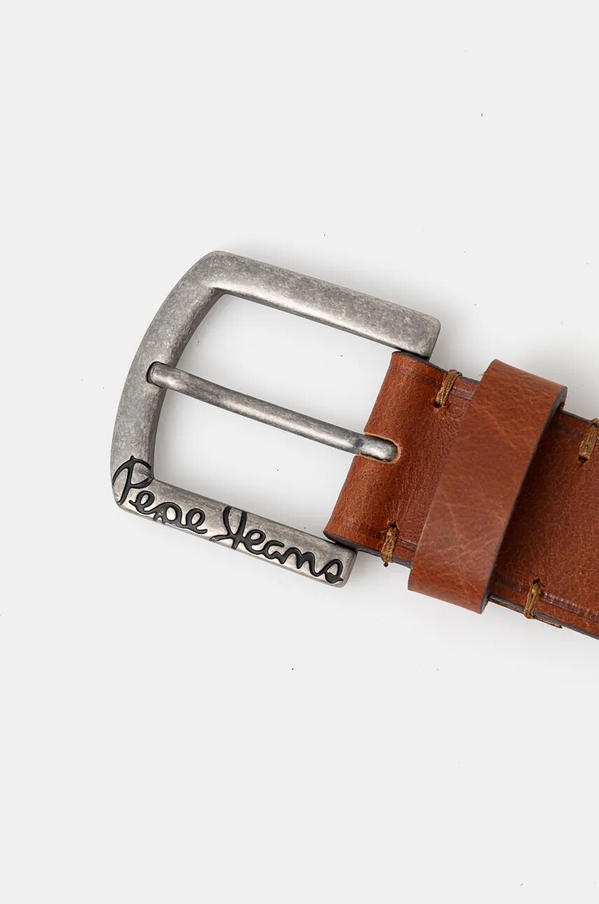 Шкіряний ремінь Pepe Jeans MOSS BELT чоловічий колір коричневий PM021026