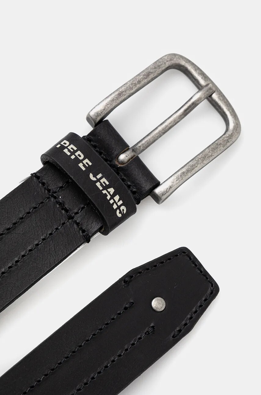 Шкіряний ремінь Pepe Jeans ELMER BELT чоловічий колір чорний PM021029