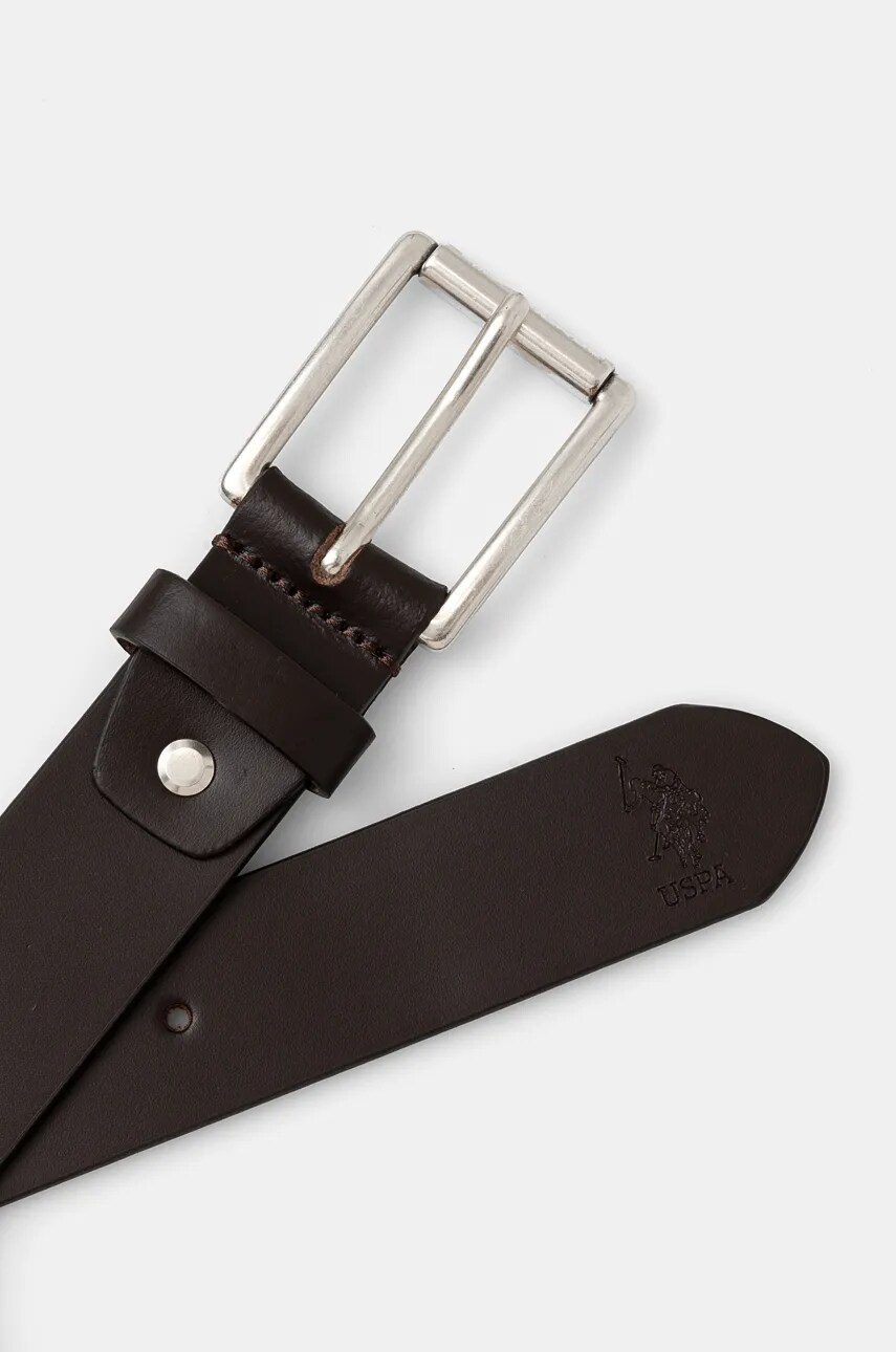 Шкіряний ремінь U.S. Polo Assn. Hitchcock чоловічий колір коричневий AIUH32315MHA