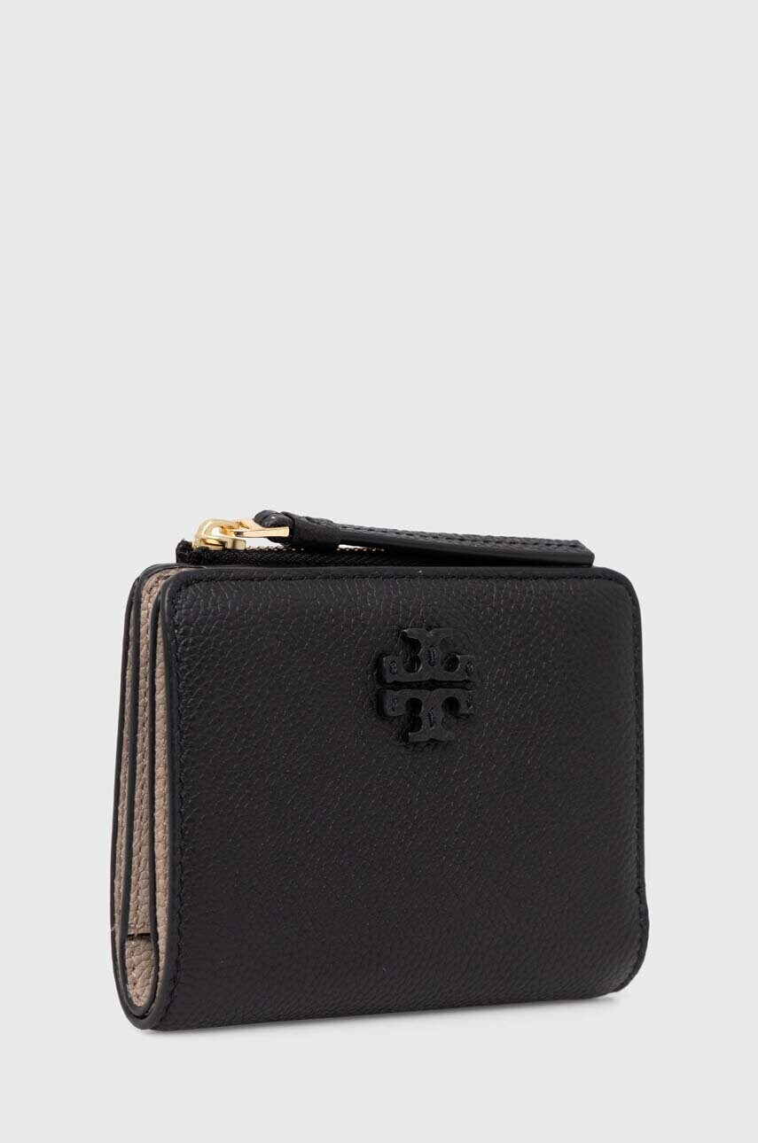 Шкіряний гаманець Tory Burch McGraw Bi-Fold жіночий колір чорний 158904.001