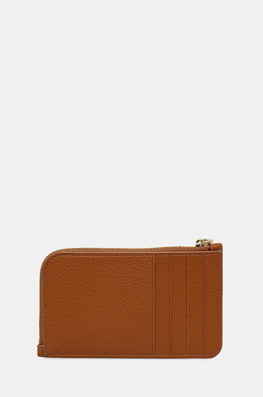 Шкіряний чохол на банківські карти Dkny колір коричневий R43ZKF84