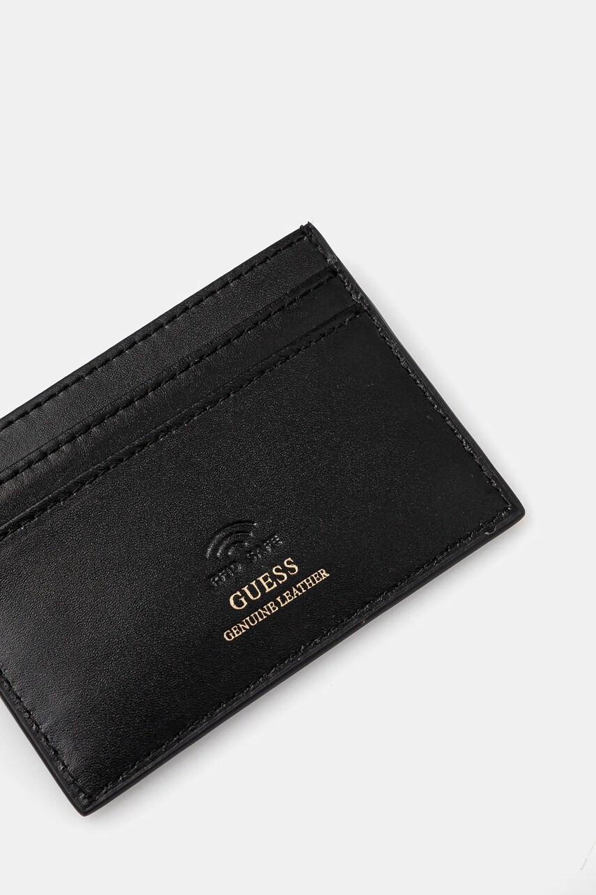 Шкіряний чохол на банківські карти Guess колір чорний RW1693 P4401