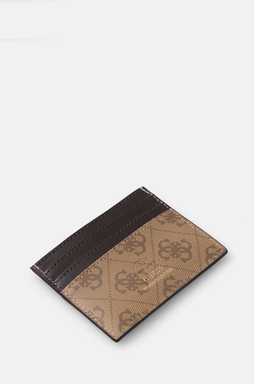 Шкіряний чохол на банківські карти Guess MITO колір бежевий SMVELE LEA25