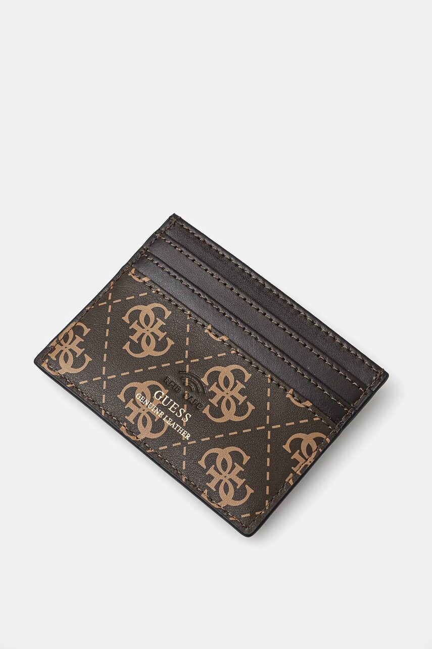 Шкіряний чохол на банківські карти Guess MITO колір коричневий SMVELE LEA25