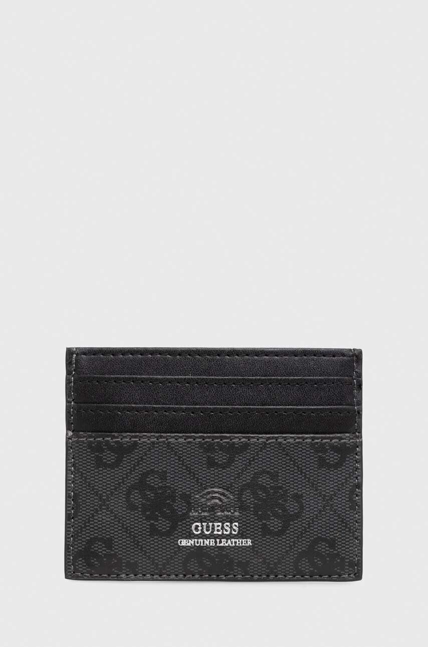 Шкіряний чохол на банківські карти Guess MITO колір чорний SMVELE LEA25