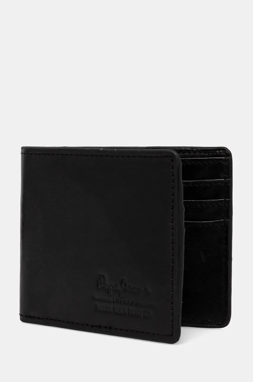 Шкіряний гаманець Pepe Jeans TATE WALLET чоловічий колір чорний PM070387