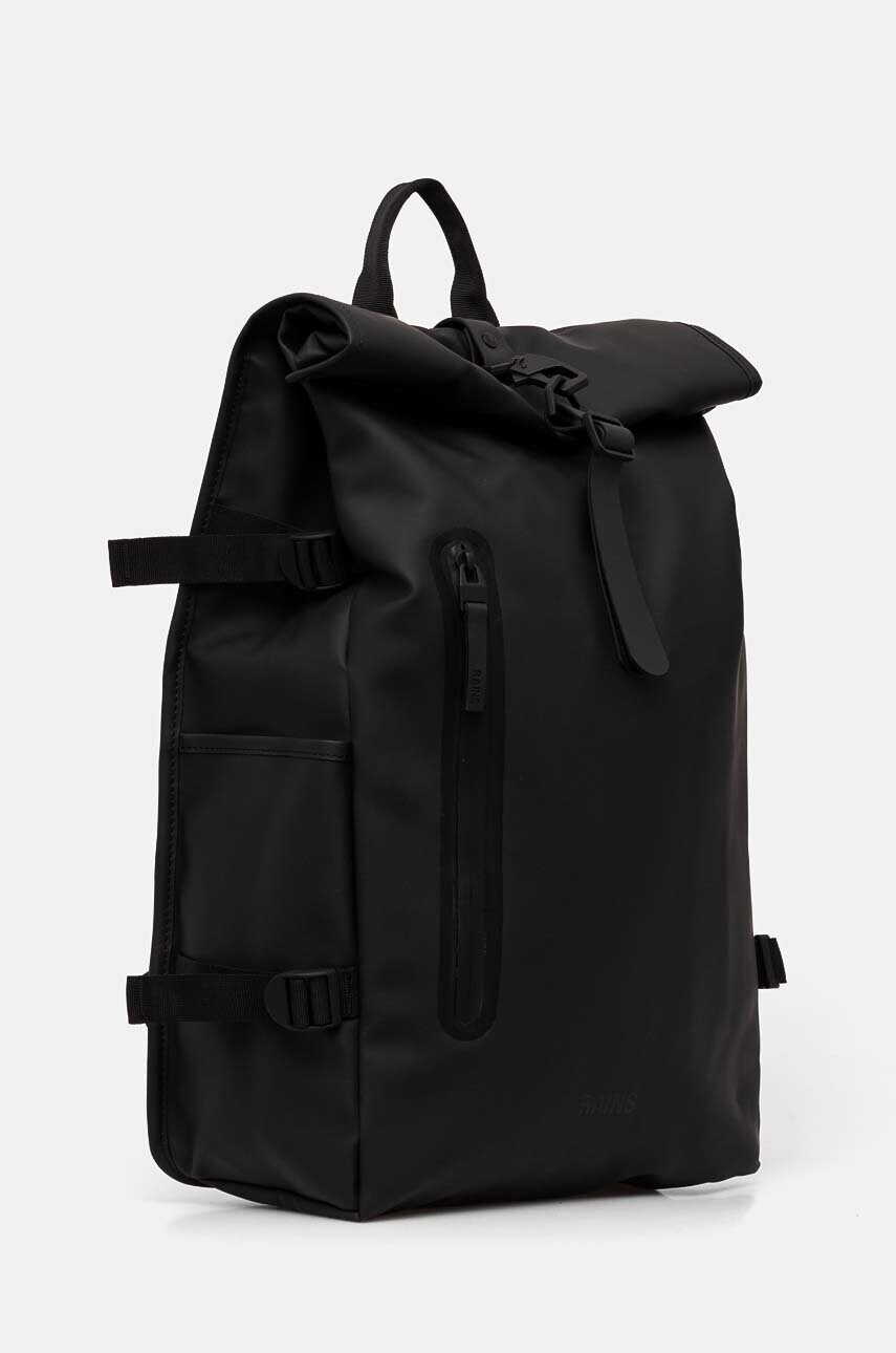 Рюкзак Rains Rolltop Rucksack Large W3 колір чорний великий однотонний 14590-01