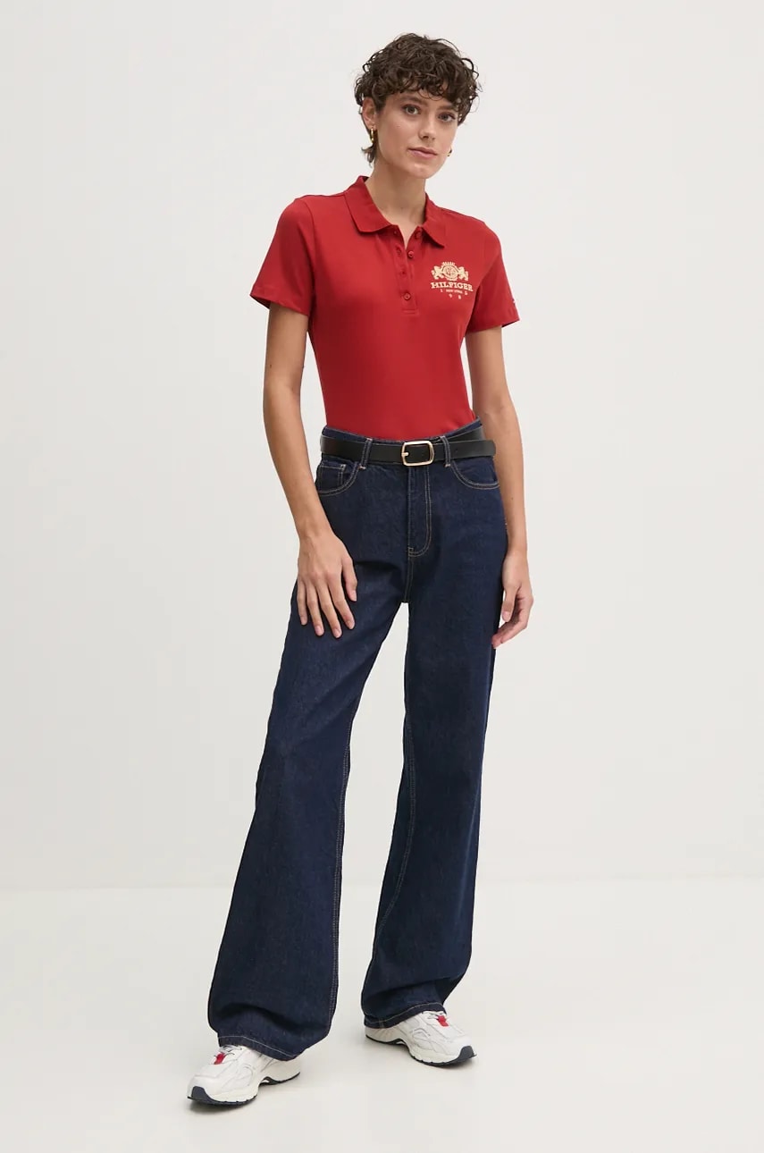 Поло Tommy Hilfiger жіноче колір бордовий WW0WW43609