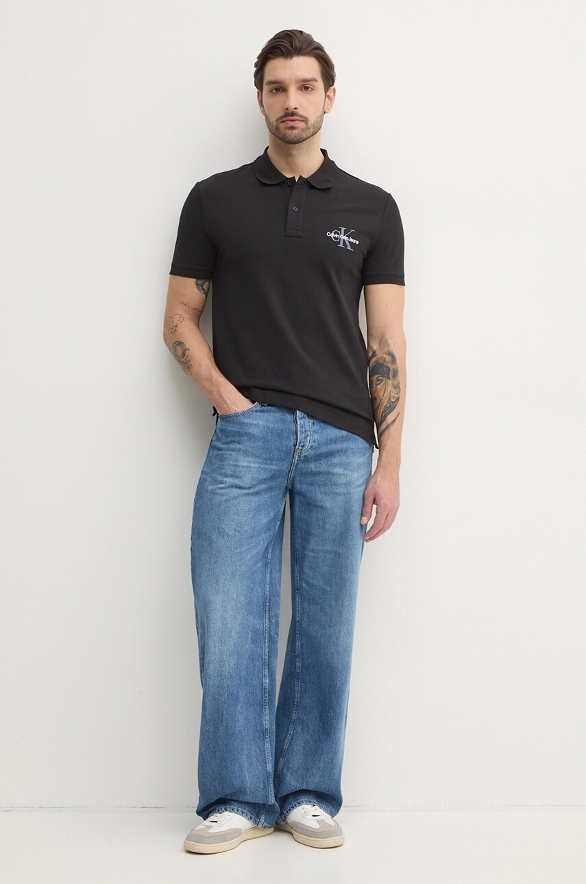 Поло Calvin Klein Jeans чоловіче колір чорний з аплікацією J30J325664