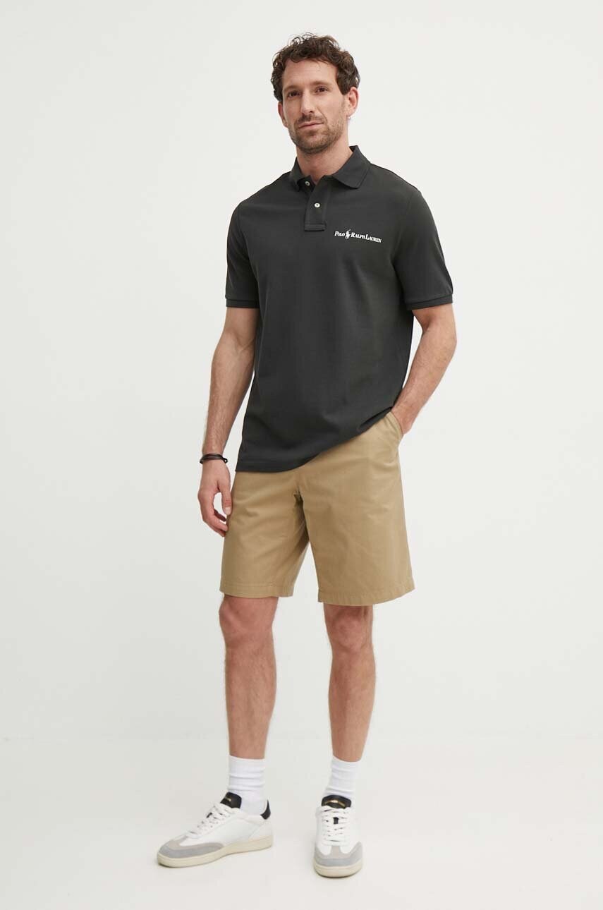 Бавовняне поло Polo Ralph Lauren колір чорний однотонне 710950131001