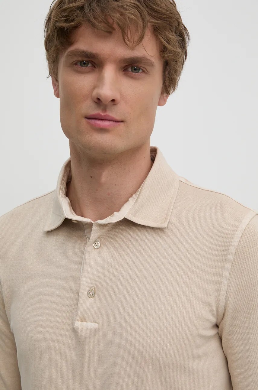 Лонгслів United Colors of Benetton чоловічий колір бежевий однотонний 3WG9U3026