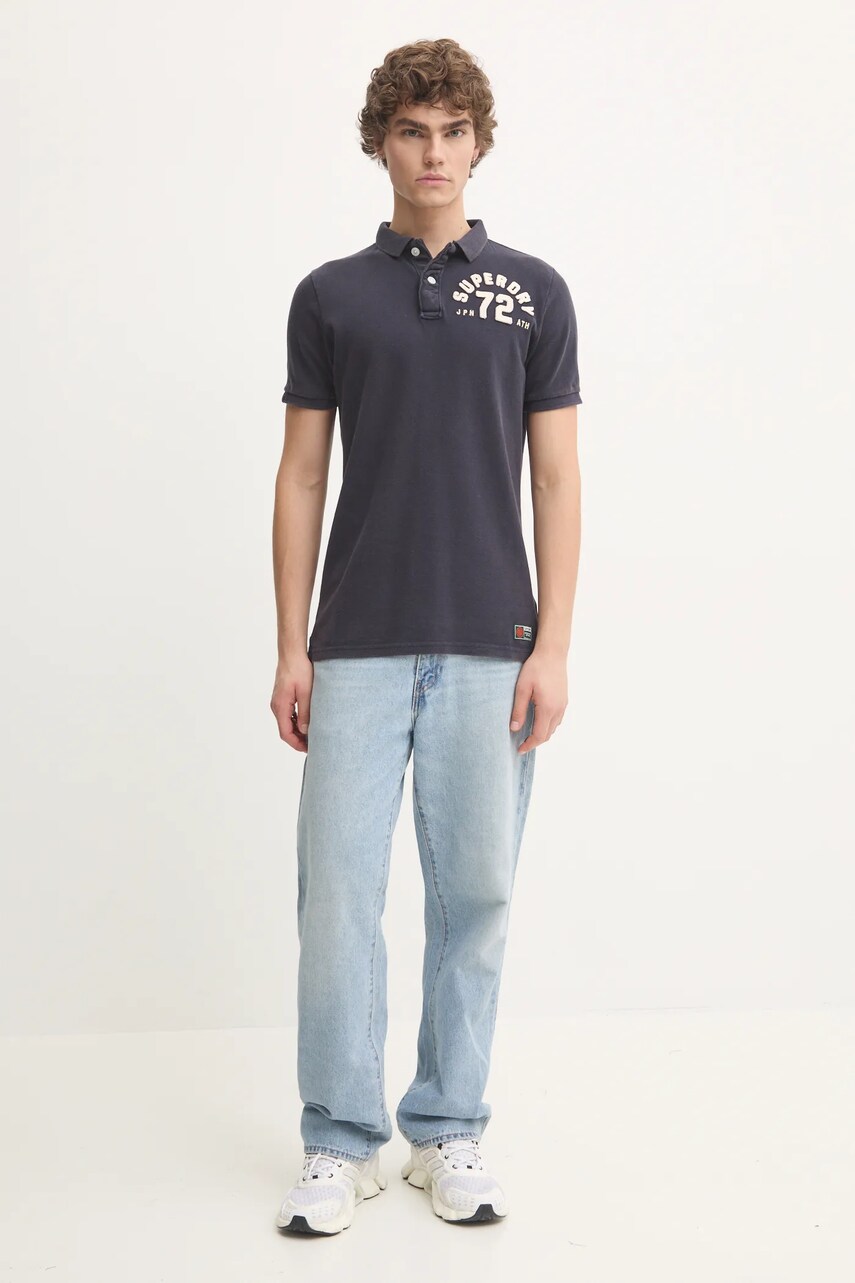 Бавовняне поло Superdry колір синій з аплікацією M1110396A-98T