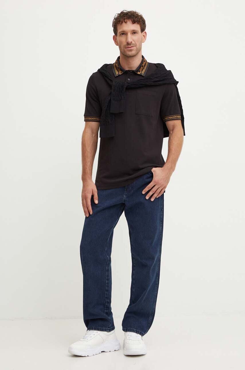 Бавовняне поло Versace Jeans Couture колір чорний 77GAGT04 CJ01T