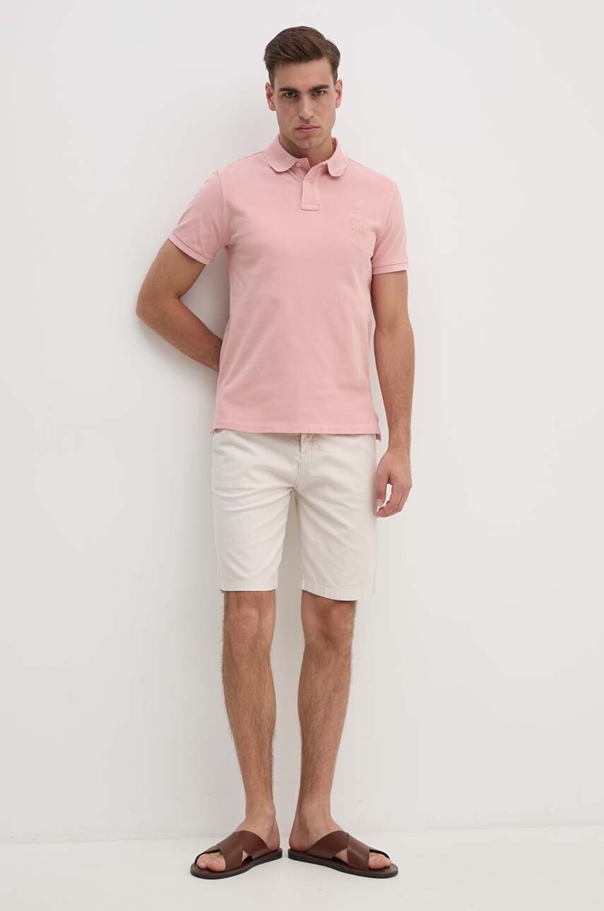 Бавовняне поло Polo Ralph Lauren колір рожевий однотонне 710938137