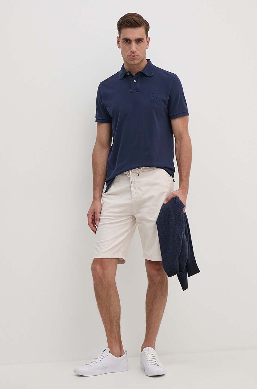 Бавовняне поло Polo Ralph Lauren колір синій однотонне 710938137