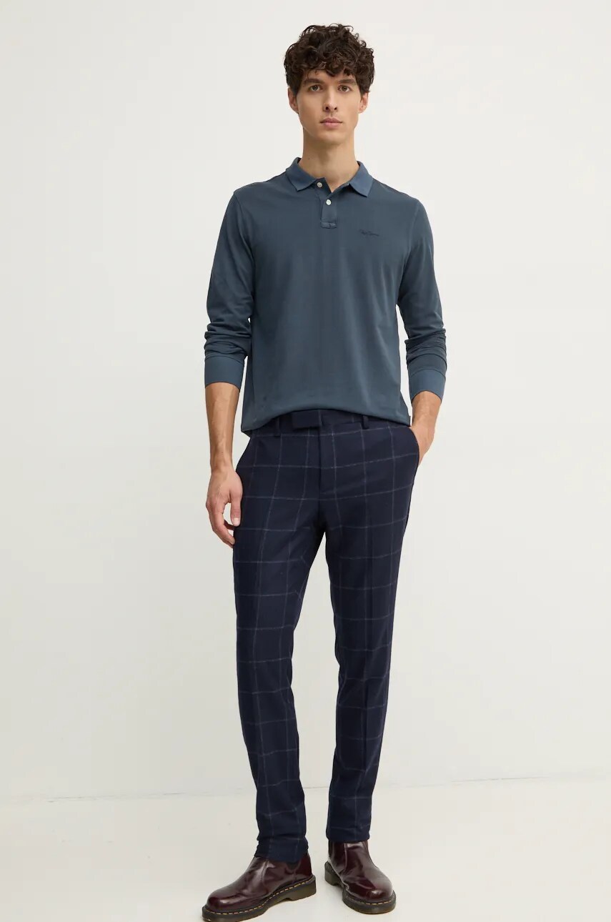 Бавовняний лонгслів Pepe Jeans NEW OLIVER GD LS однотонний PM542213