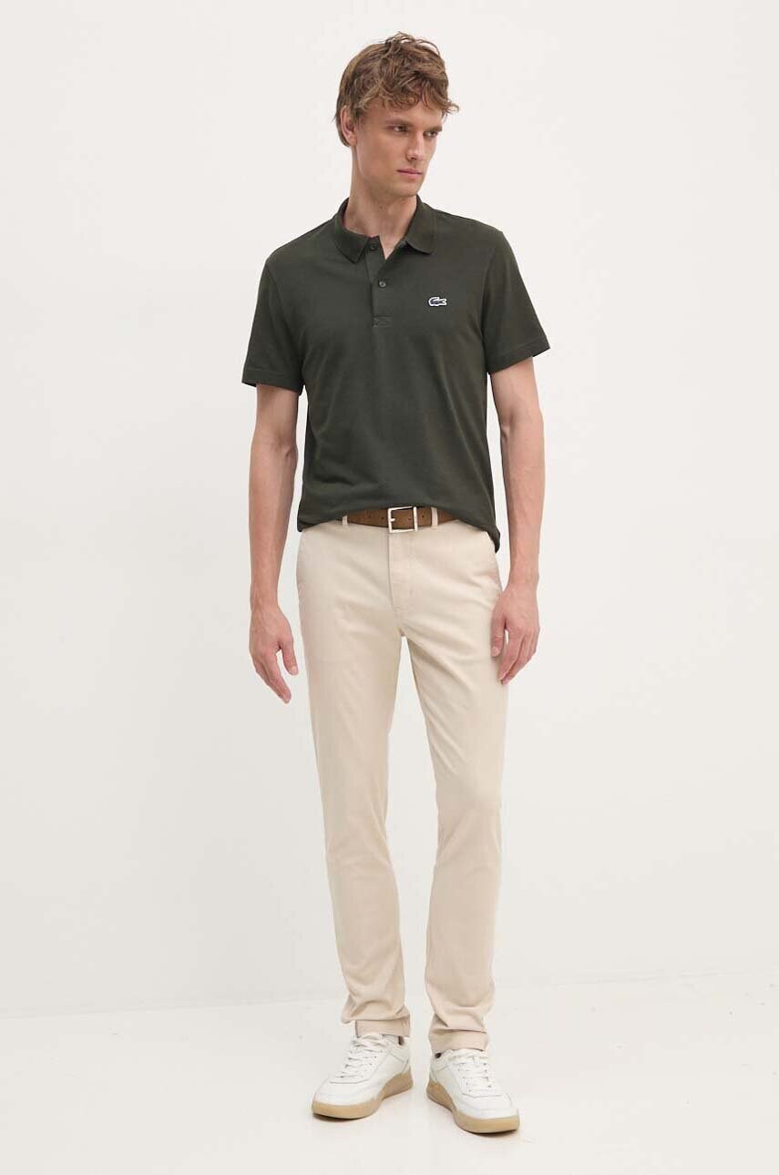 Поло Lacoste чоловіче колір зелений однотонне DH5522