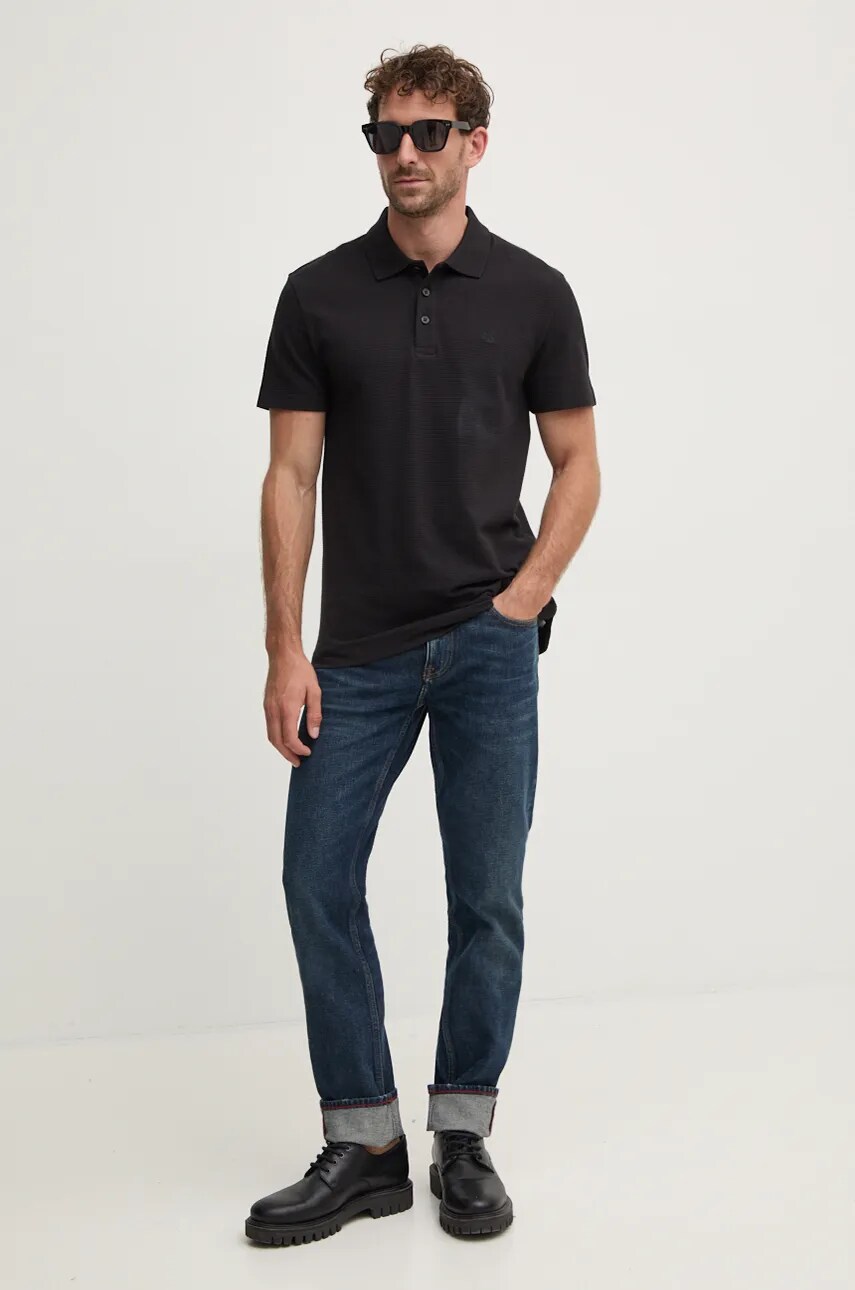 Бавовняне поло Calvin Klein Jeans колір чорний однотонне J30J326619