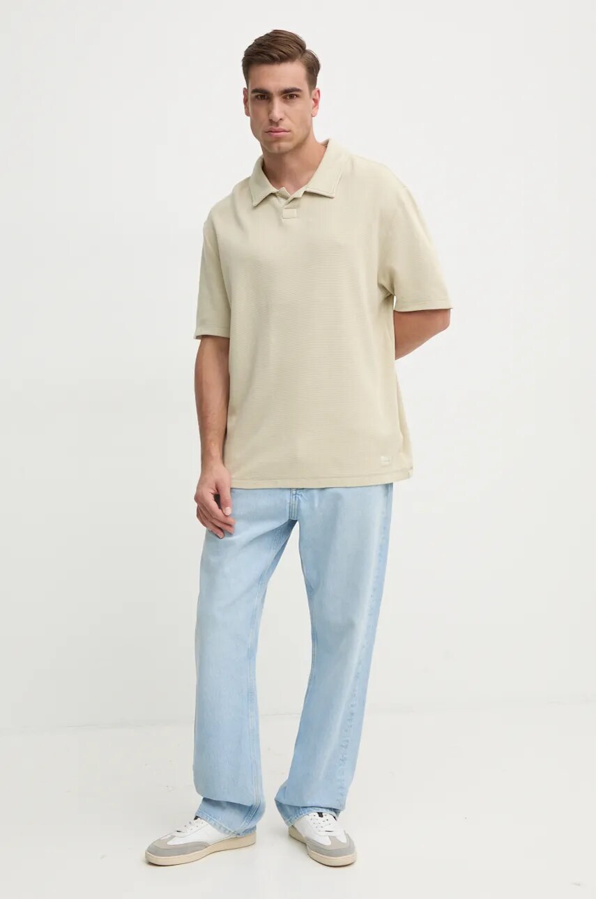 Бавовняне поло Calvin Klein Jeans колір бежевий однотонне J30J326688