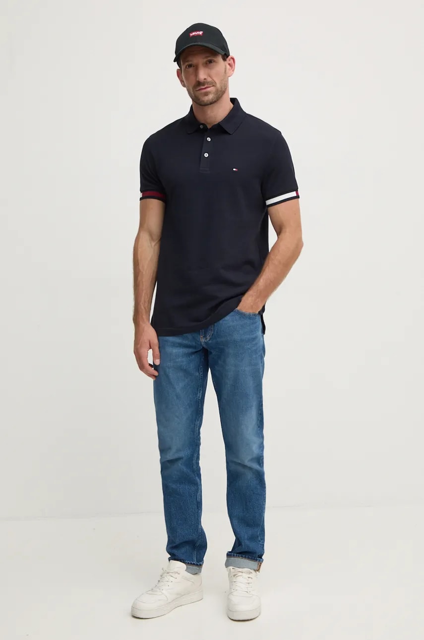 Поло Tommy Hilfiger чоловіче колір синій з аплікацією MW0MW33156