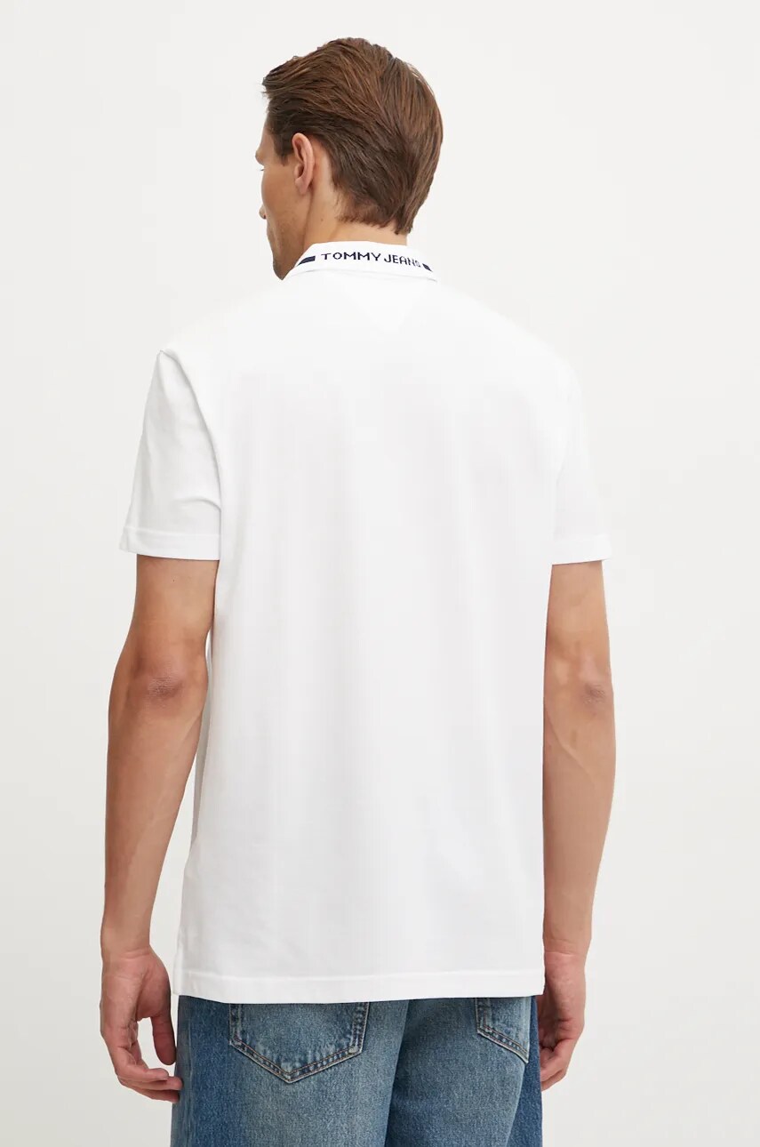 Бавовняне поло Tommy Jeans колір білий однотонне DM0DM20443