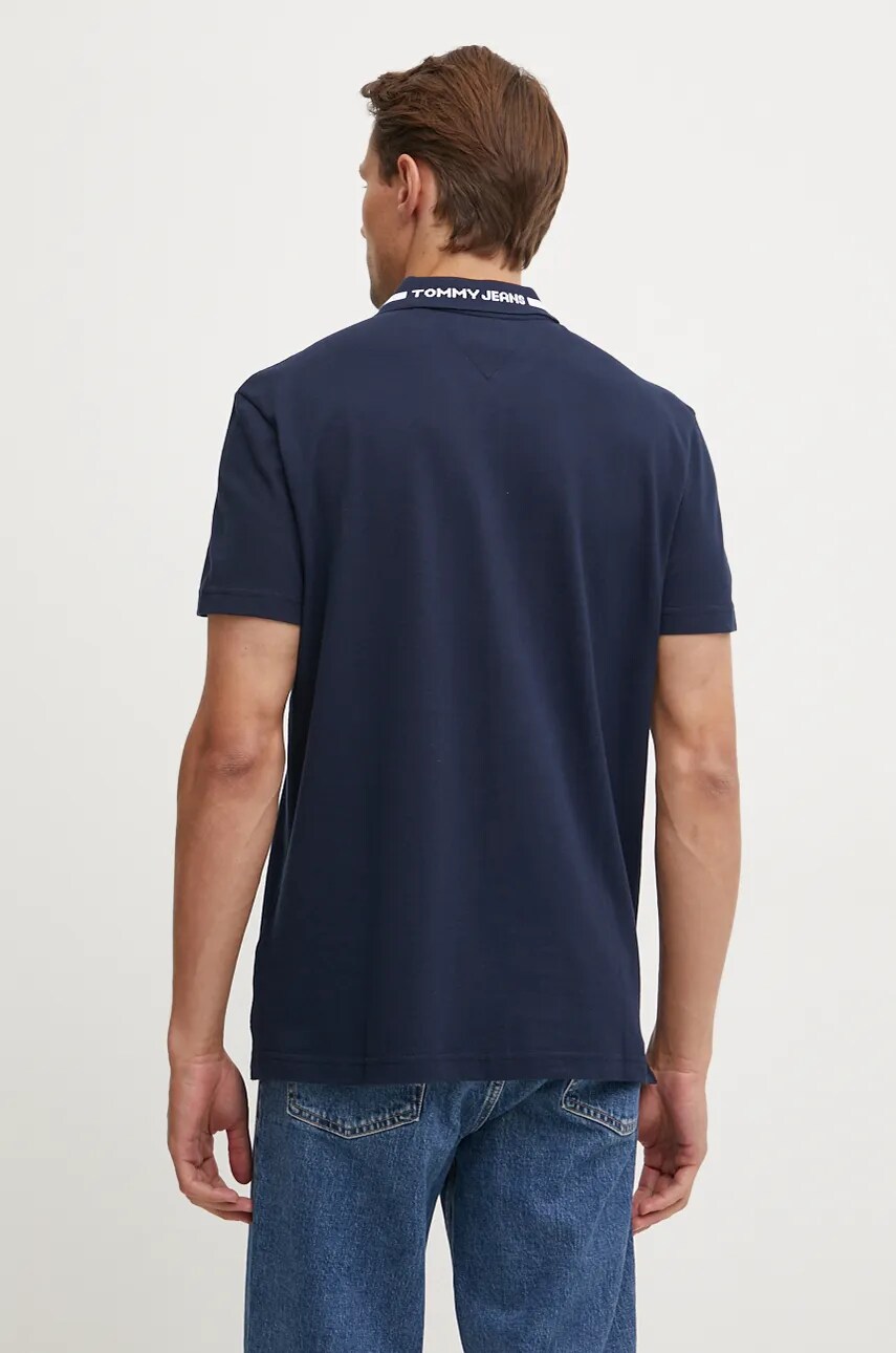 Бавовняне поло Tommy Jeans колір синій однотонний DM0DM20443