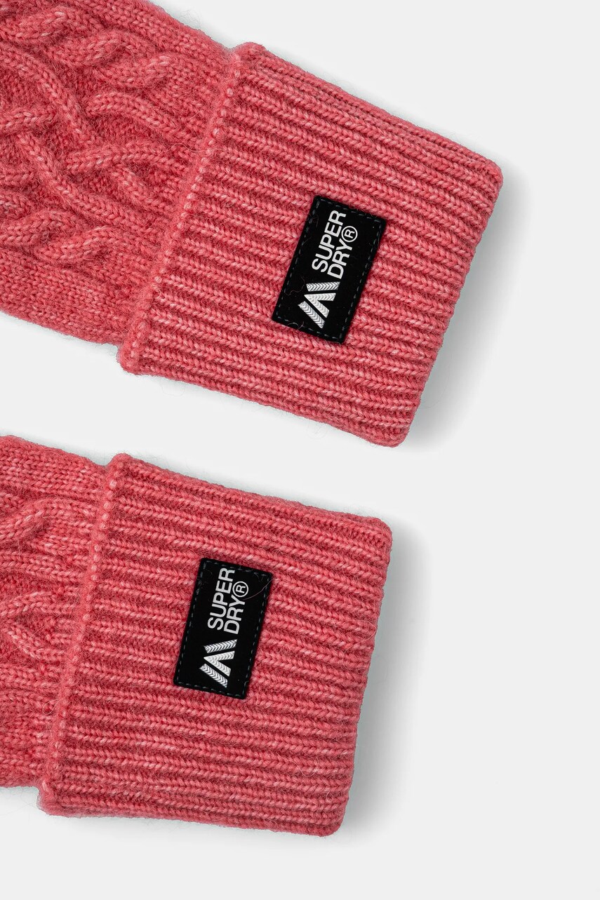 Мітенки з домішкою вовни Superdry колір рожевий W9310075A-L6W