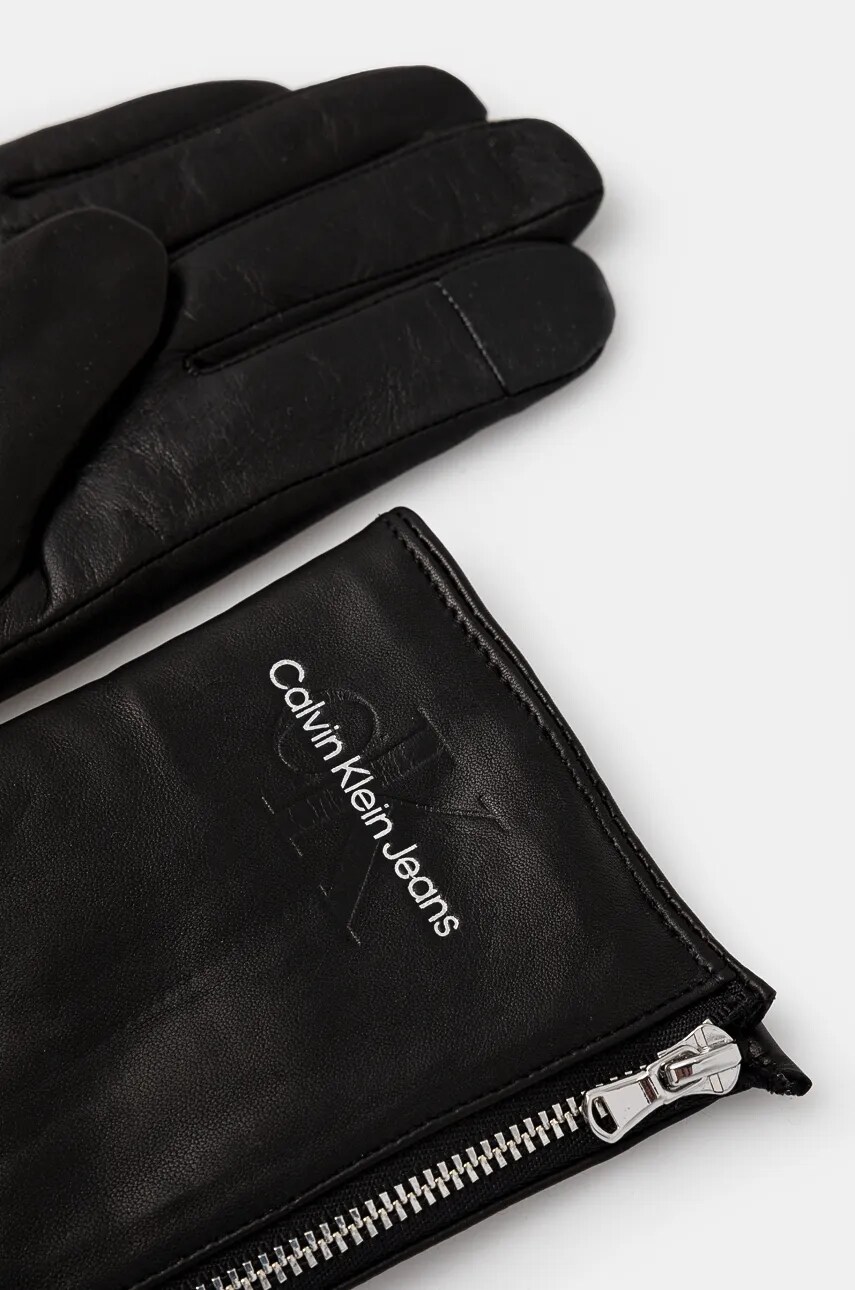Шкіряні рукавички Calvin Klein Jeans жіночі колір чорний K60K612665