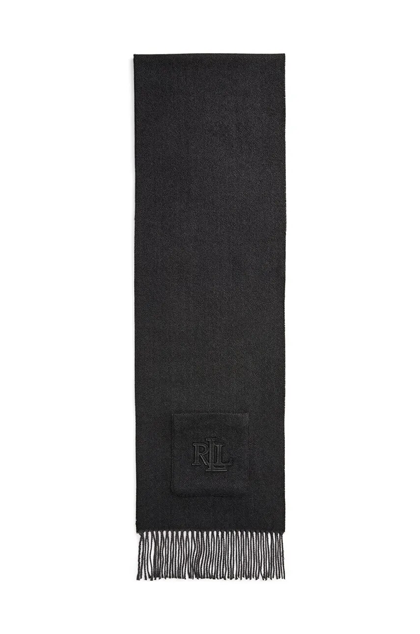 Шарф з домішкою вовни Lauren Ralph Lauren колір коричневий однотонний 454960052