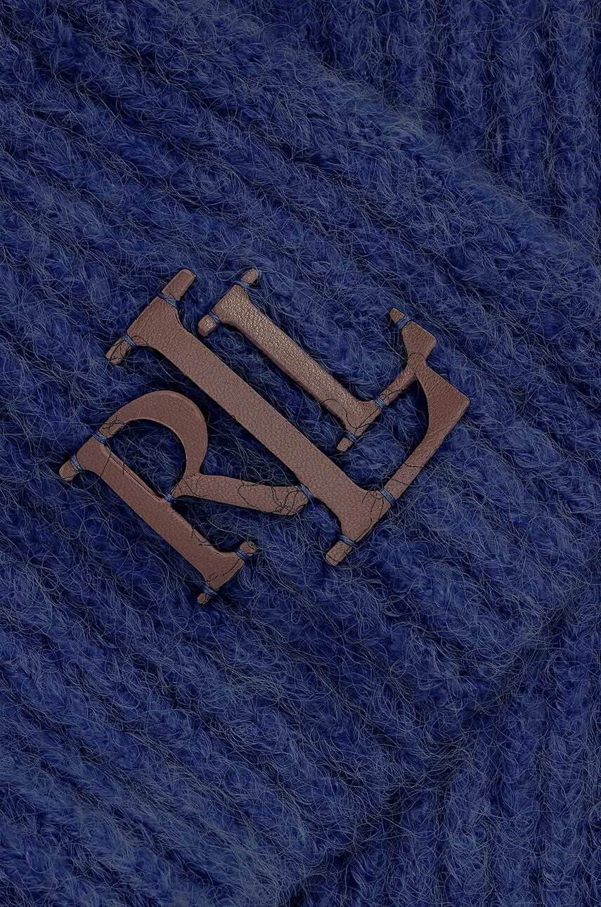Шарф з домішкою вовни Lauren Ralph Lauren колір синій однотонний 454960069