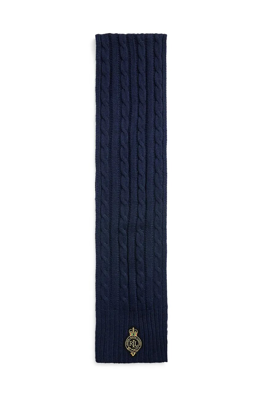 Купити Шарф з домішкою вовни Lauren Ralph Lauren колір синій однотонний 454960071 – головне зображення