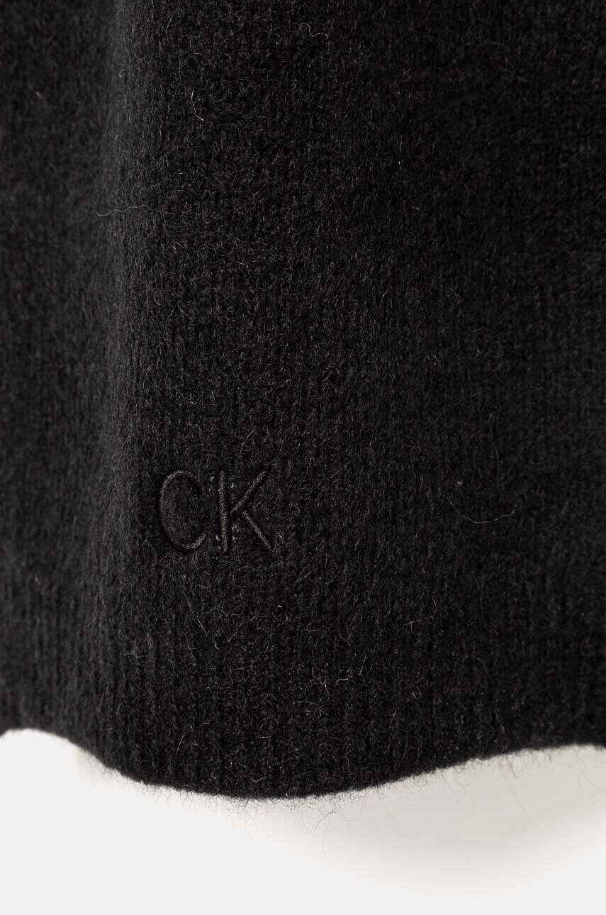 Вовняний шарф Calvin Klein колір чорний однотонний K60K612610