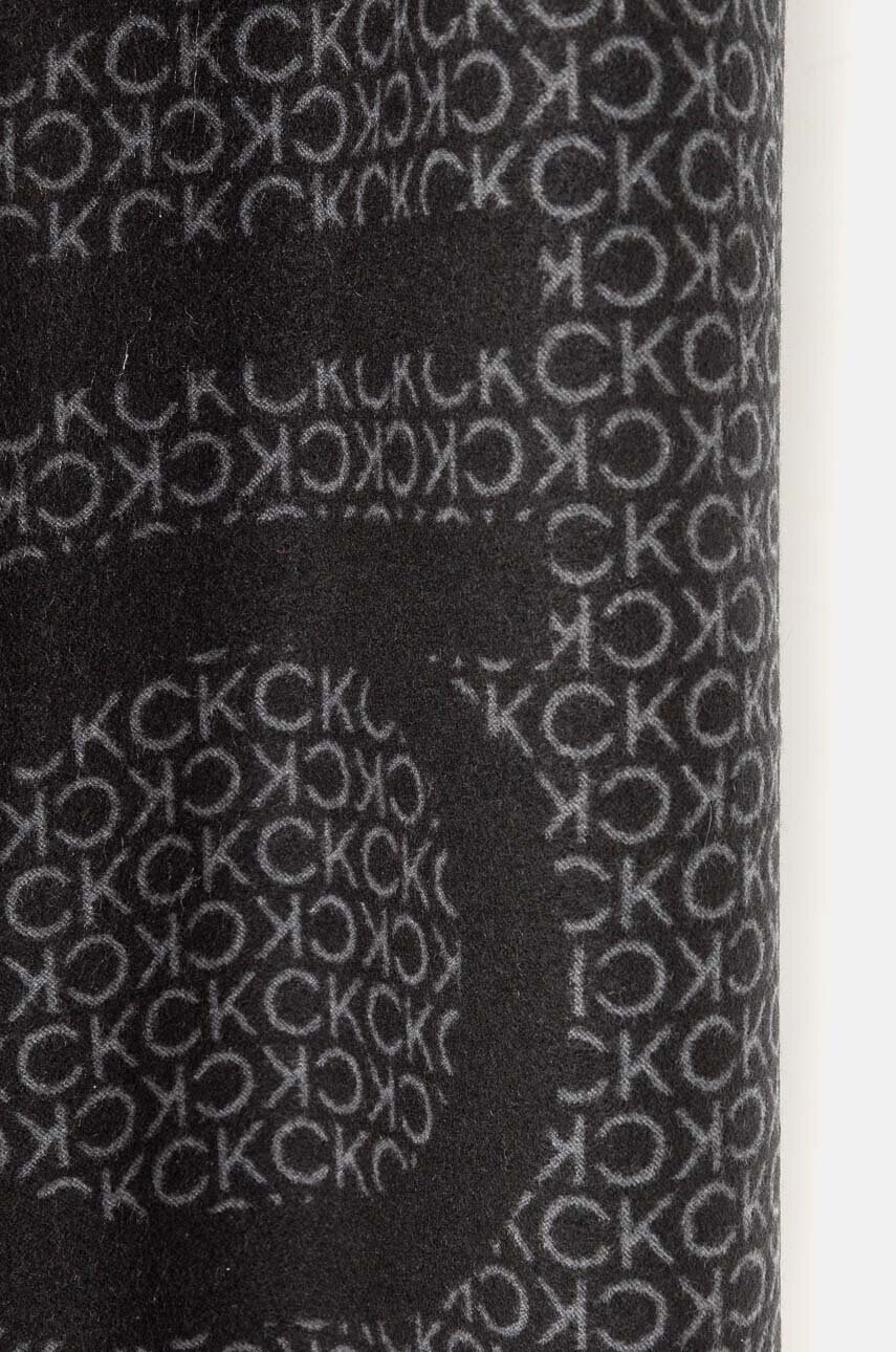 Шарф з домішкою вовни Calvin Klein колір чорний візерунок K60K612611