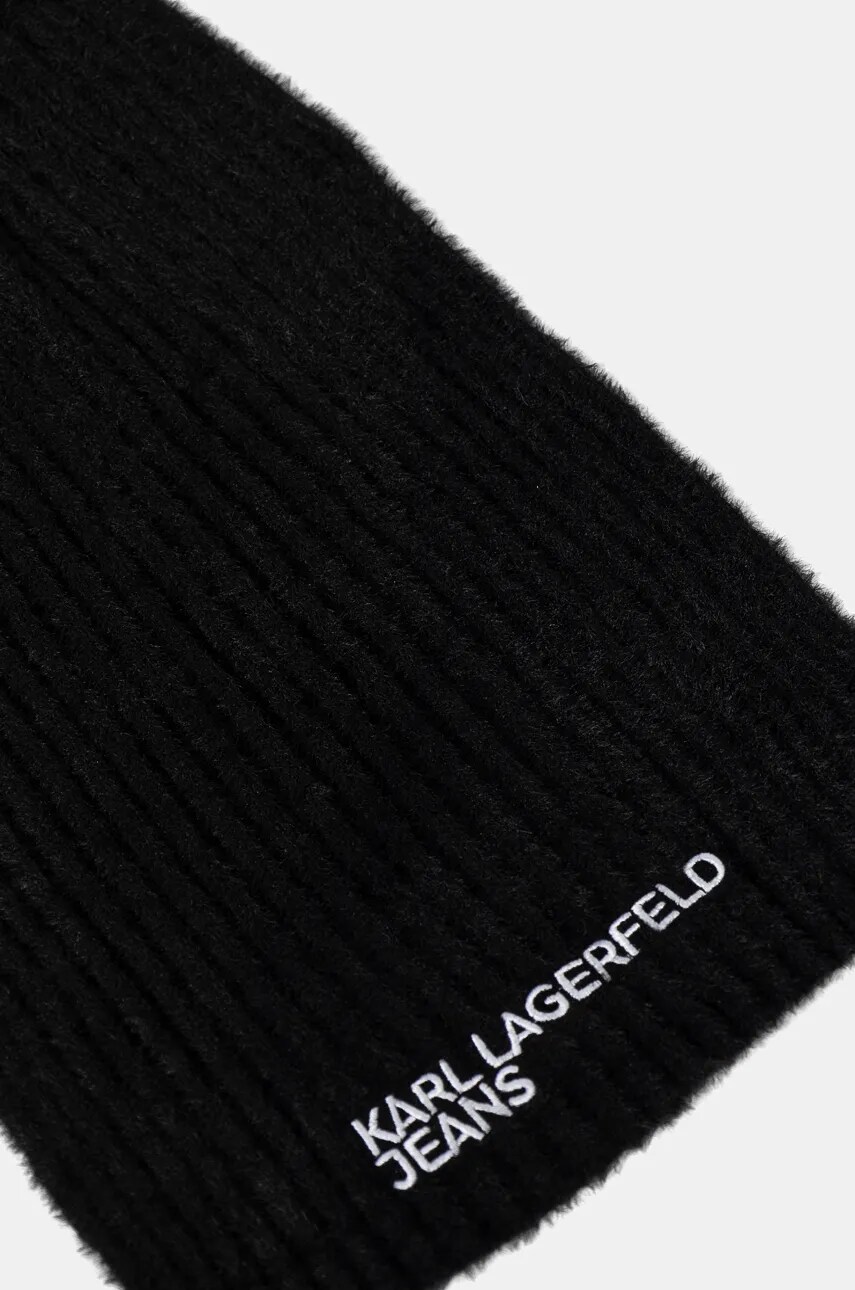 Шарф Karl Lagerfeld Jeans жіночий колір чорний з аплікацією 246J3302