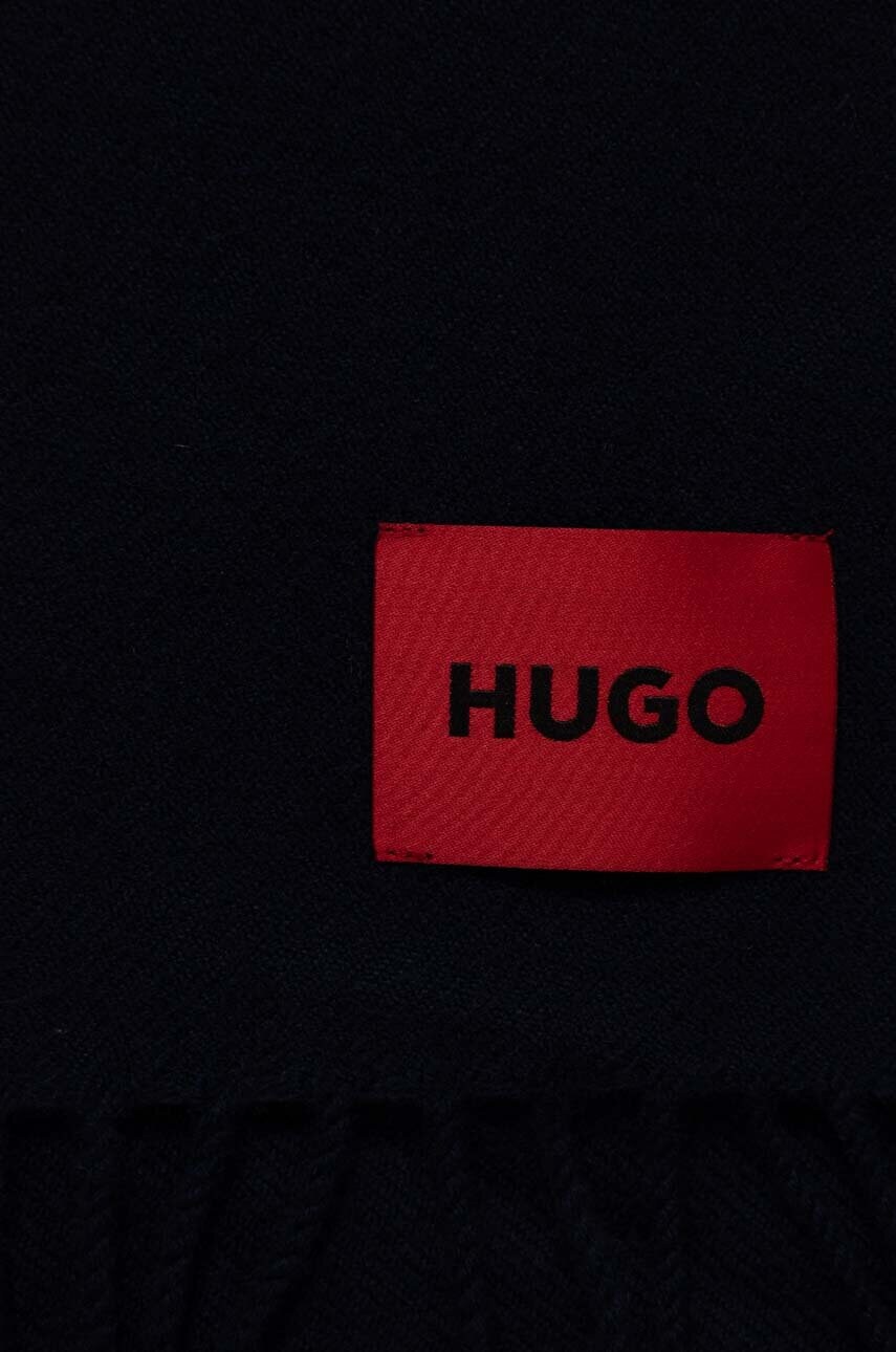 Вовняний шарф HUGO колір синій однотонний 50517623