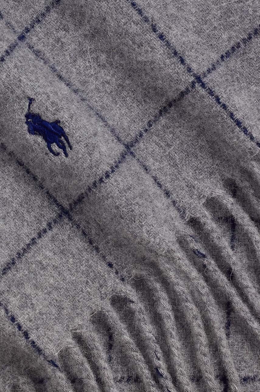 Вовняний шарф Polo Ralph Lauren колір сірий візерунок 449959523