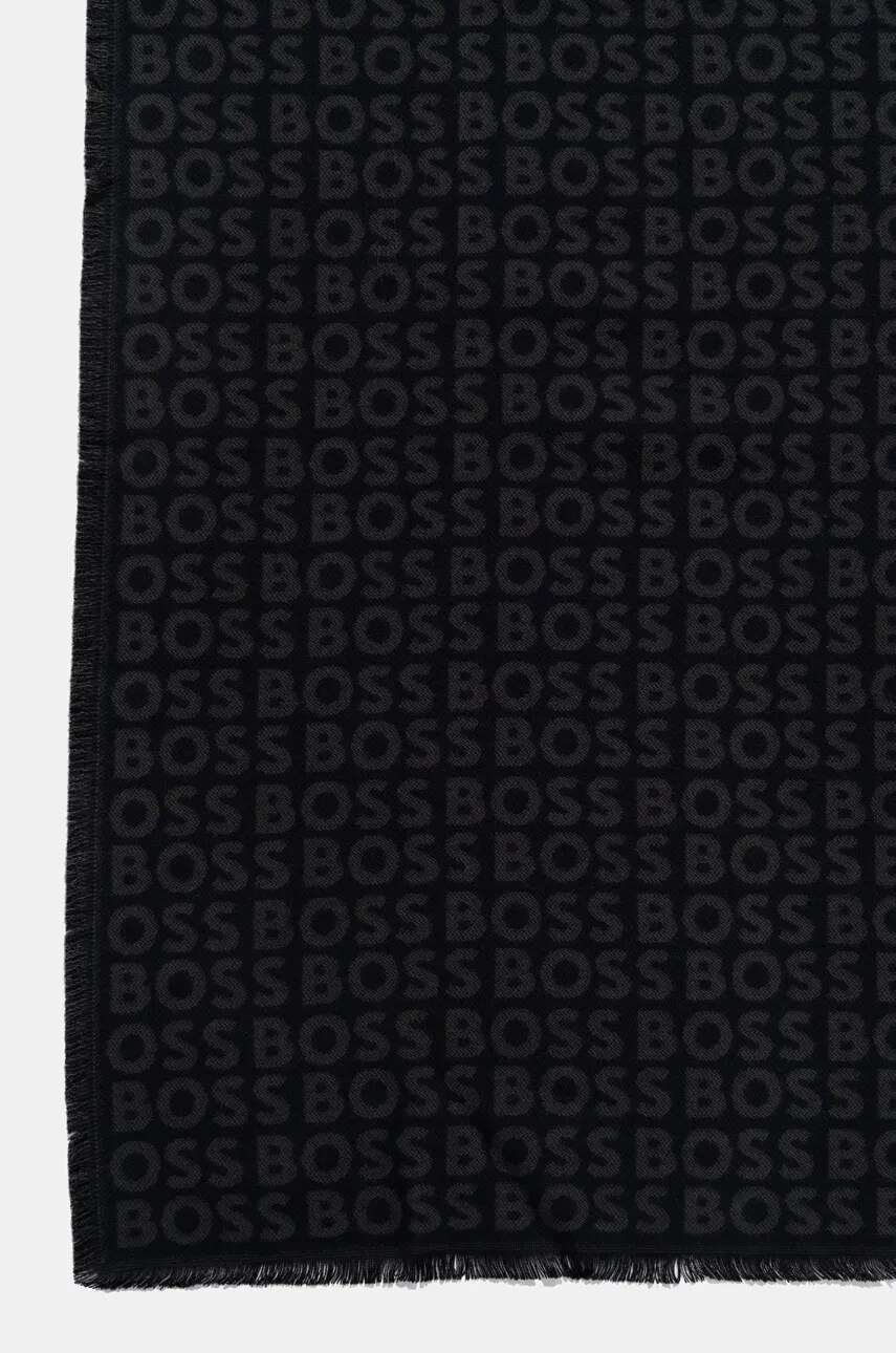 Шарф BOSS чоловічий колір чорний візерунок 50518661