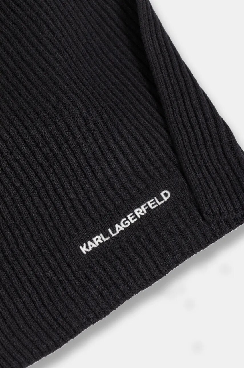 Купити Вовняний шарф Karl Lagerfeld колір чорний однотонний 544305.805000 – головне зображення