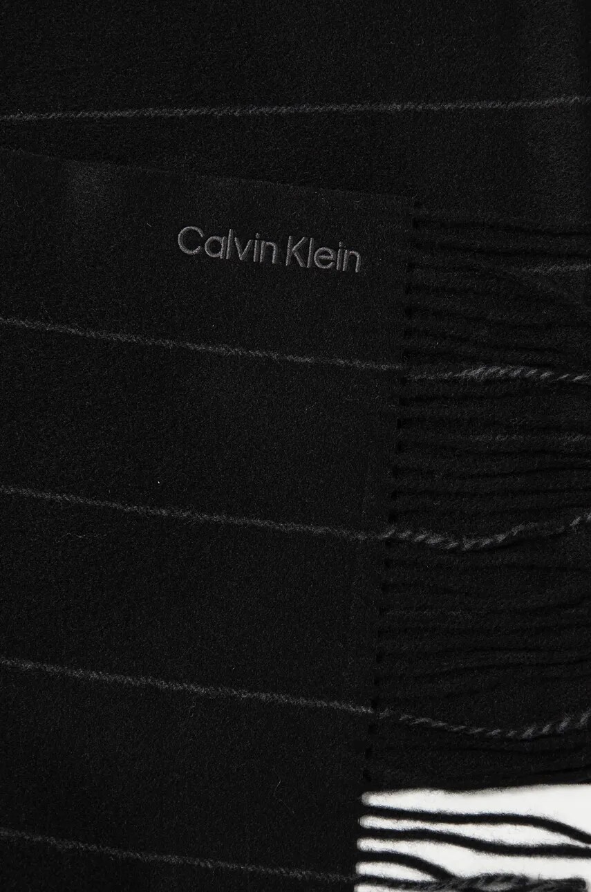 Вовняний шарф Calvin Klein колір чорний однотонний K50K512375