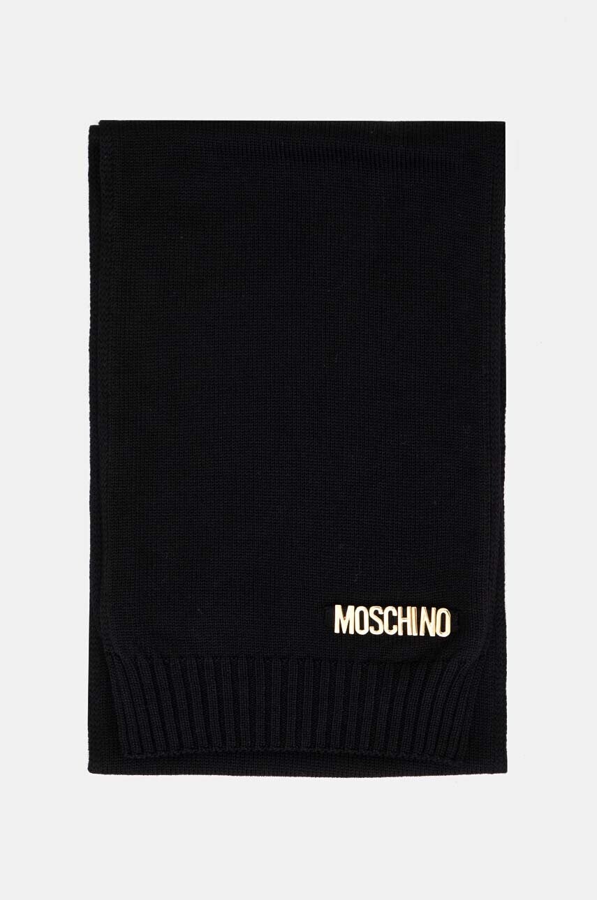 Вовняний шарф Moschino колір чорний однотонний M2969 30785