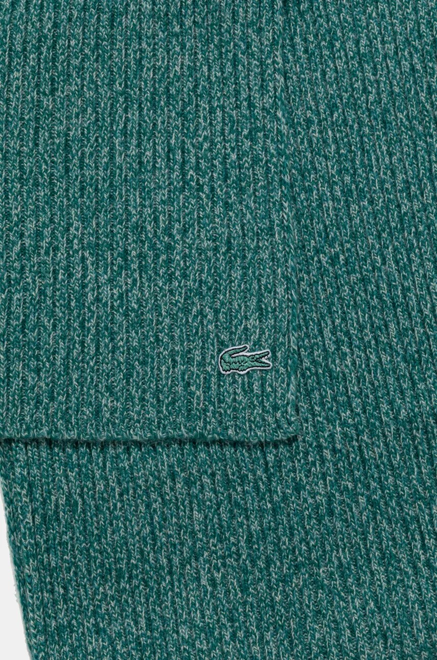 Вовняний шарф Lacoste колір зелений візерунок RE4736