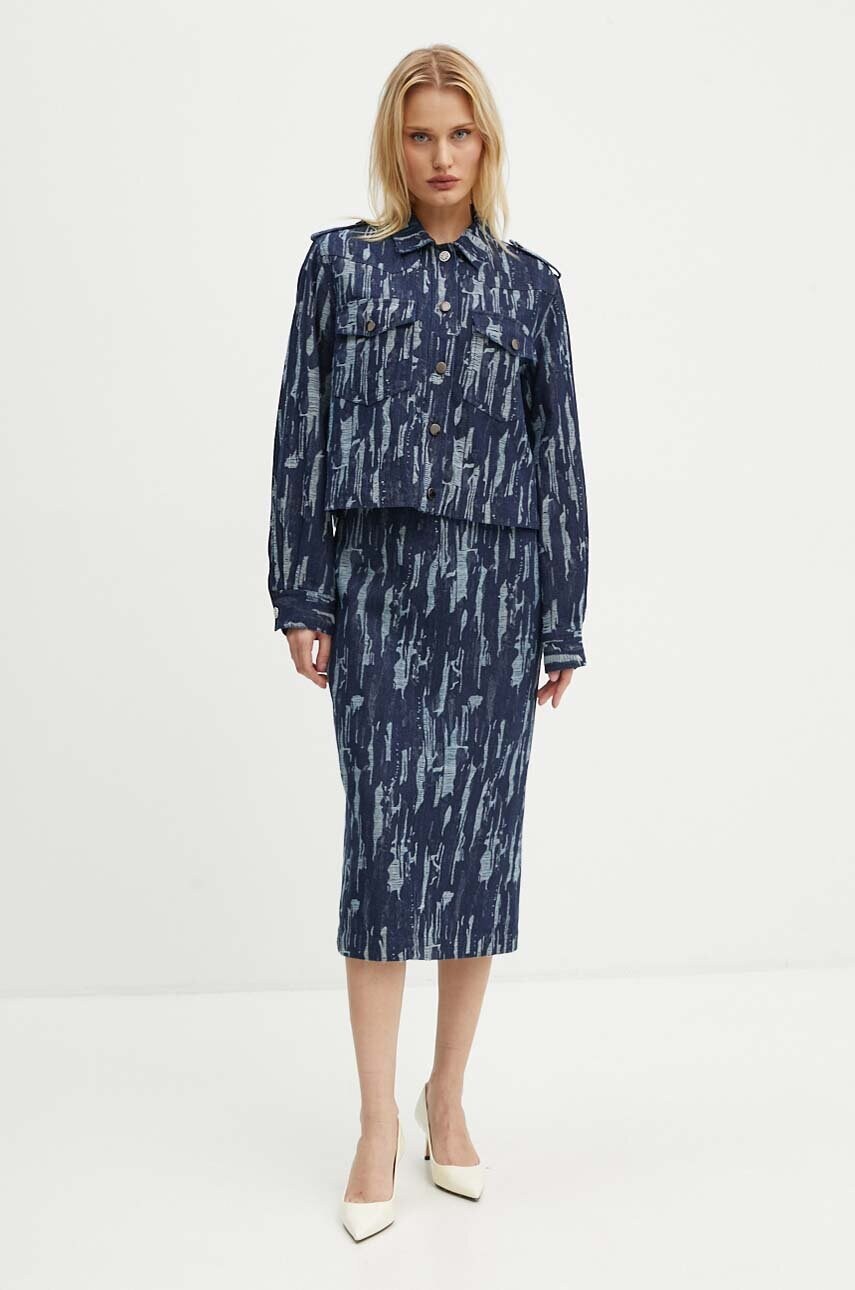 Джинсова спідниця Bruuns Bazaar IxoraBBTanella skirt колір синій midi пряма BBW4120